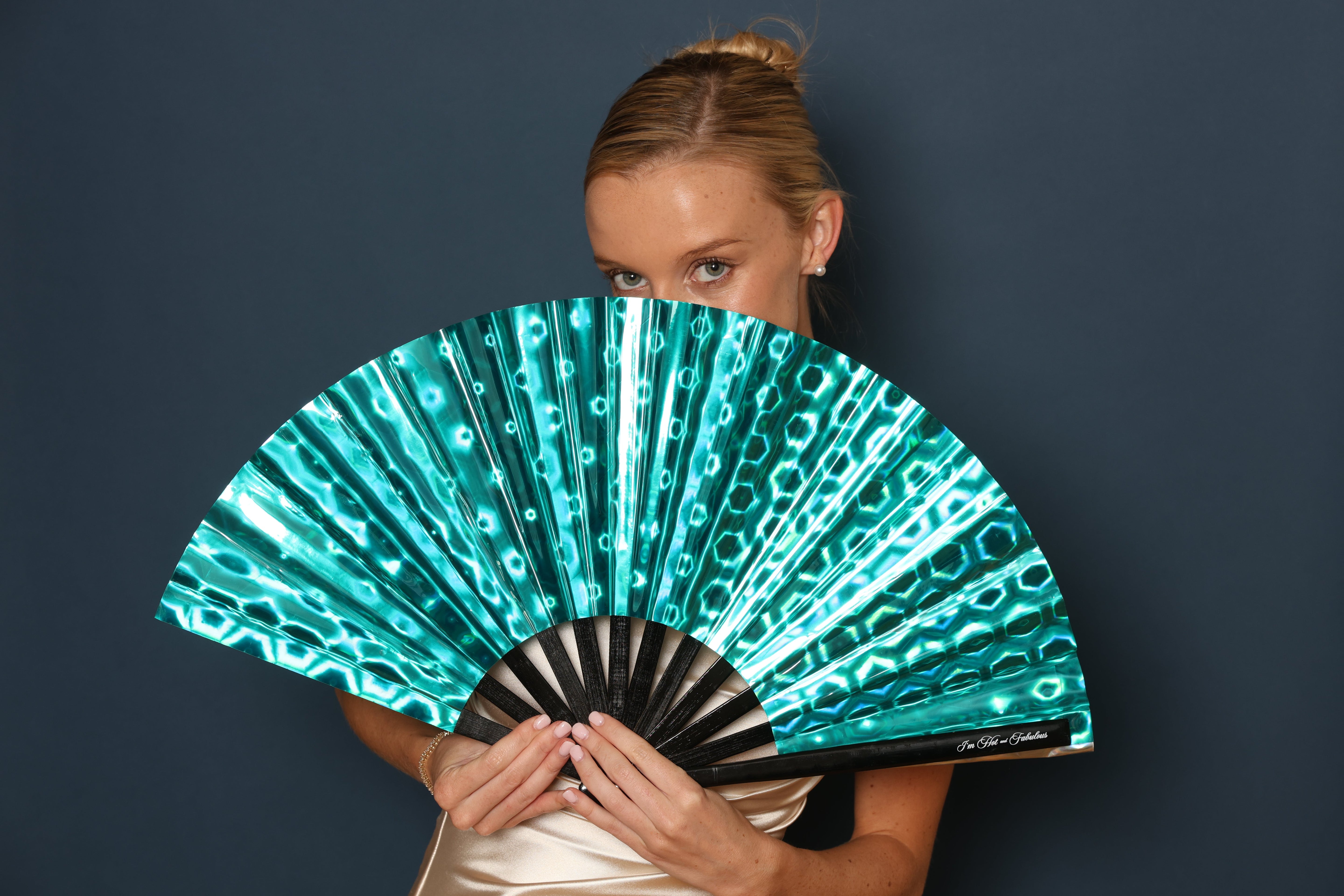 Woman with edm rave fan