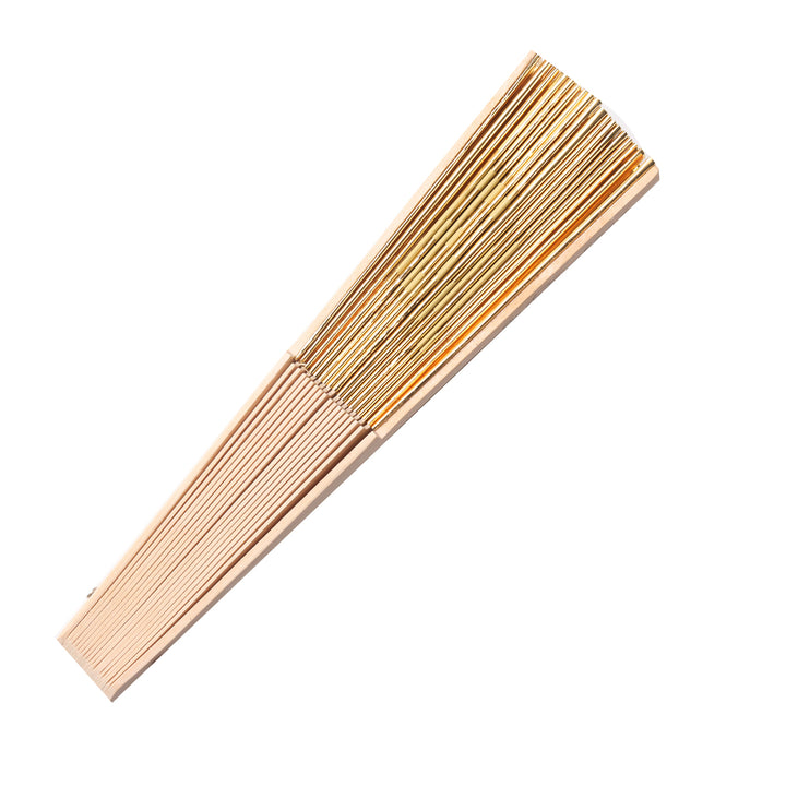 side view of holographic gold fan