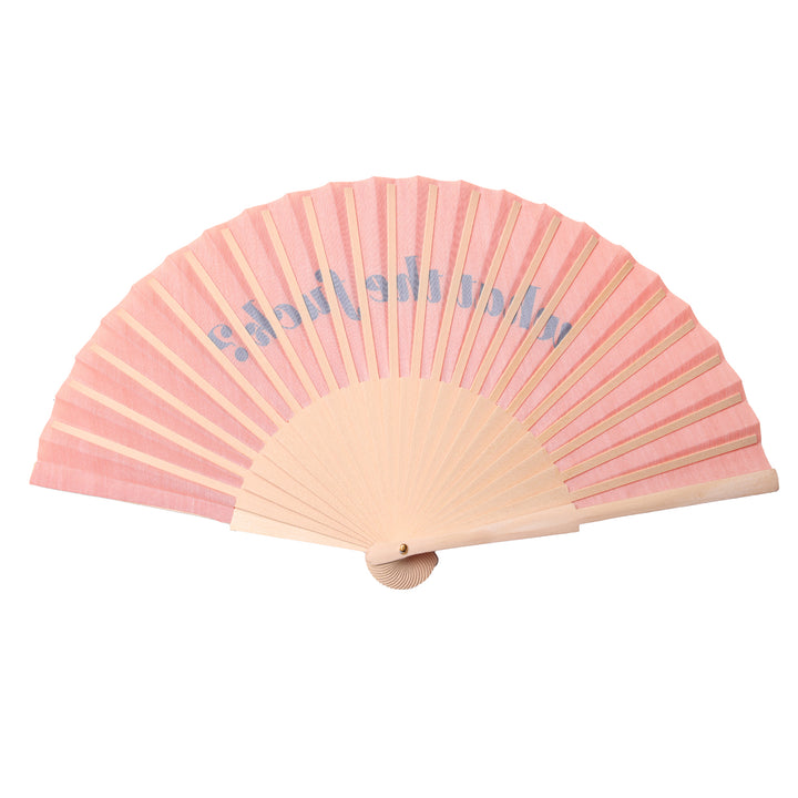 Orange hand fan on a white background