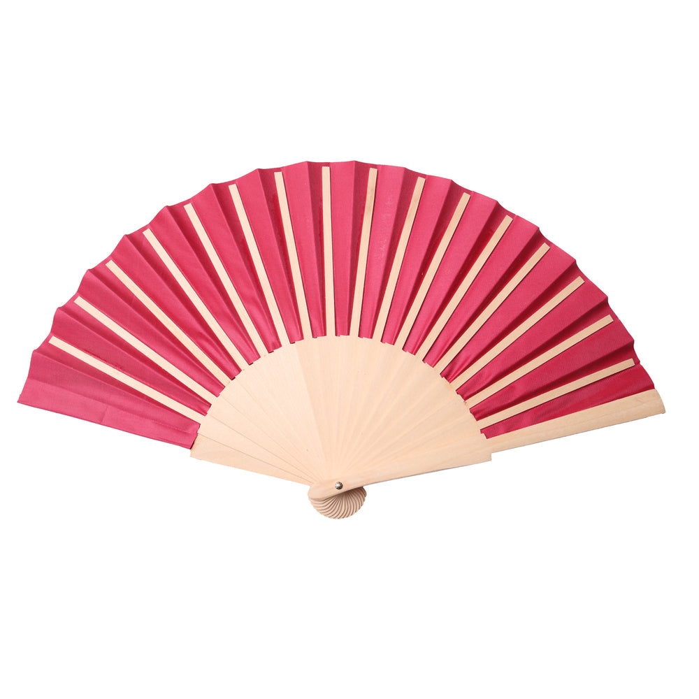 deep pink hand fan on a white background