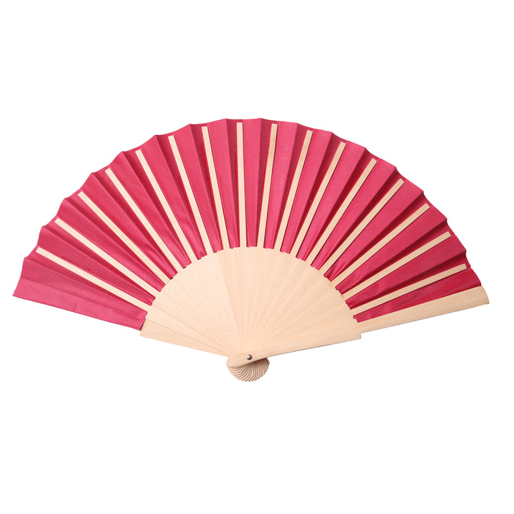 deep pink hand fan on a white background