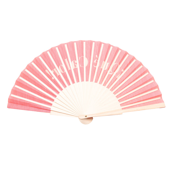 backside of que calor hand fan