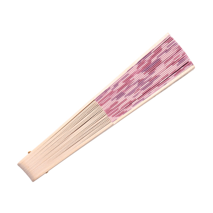 pink cheetah print hand fan with bamboo handle on a white background