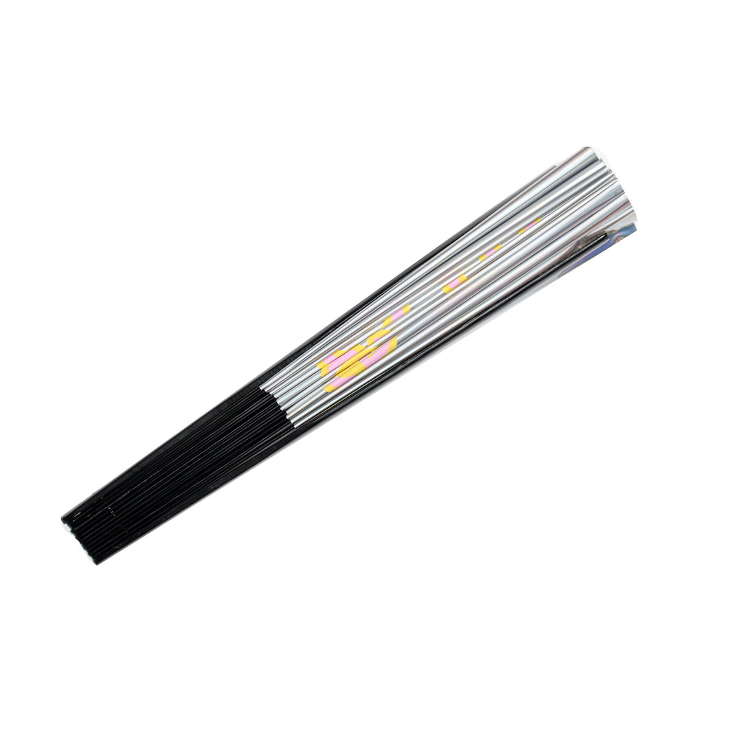 side view of holographic hand fan