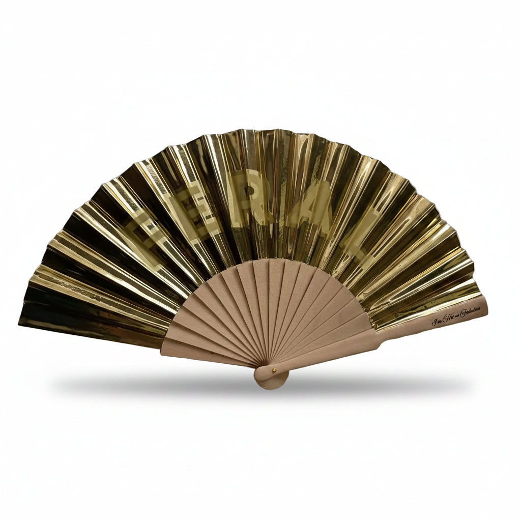 Gold and beige fan-shaped on a white background