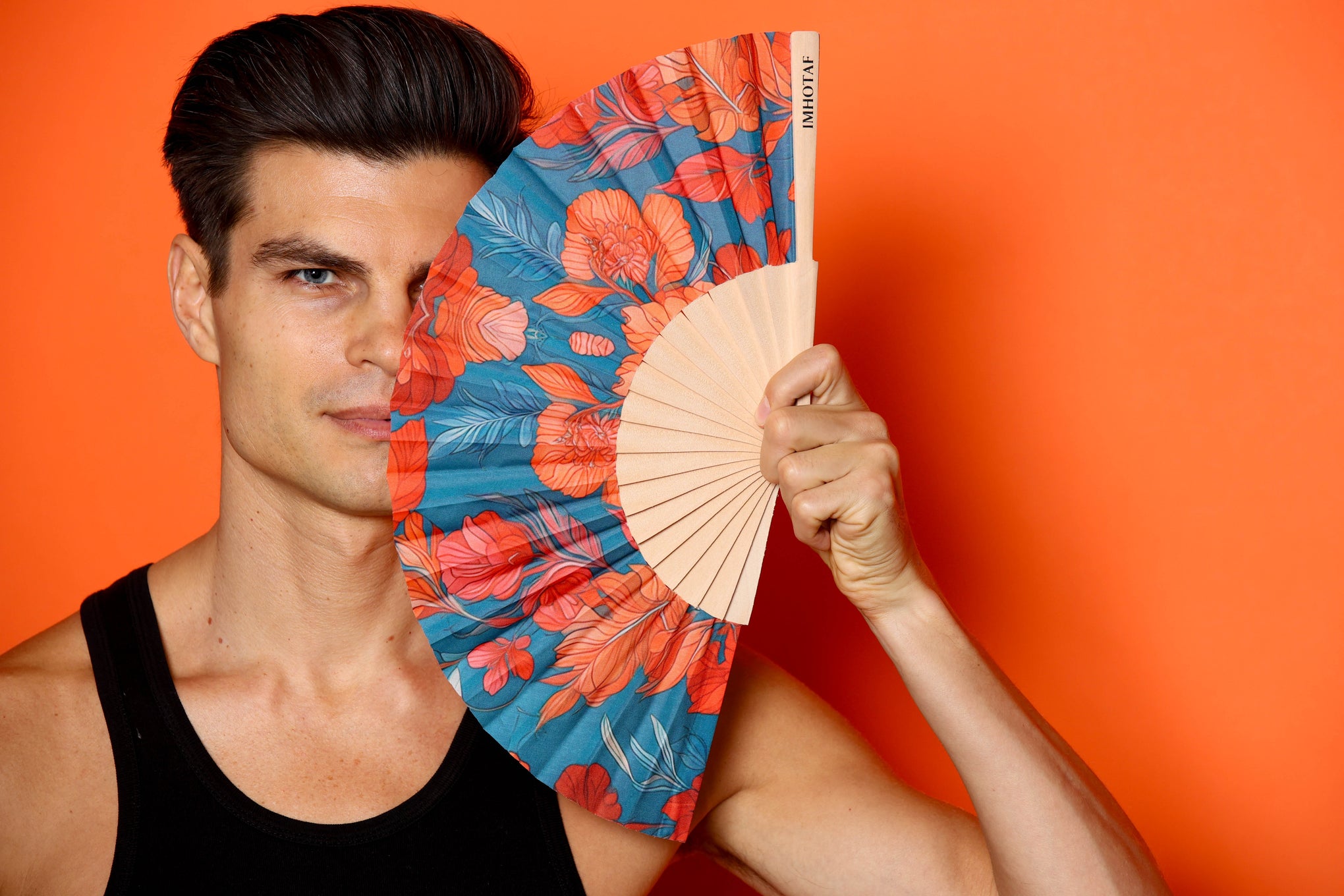 Azure Garden Hand Fan