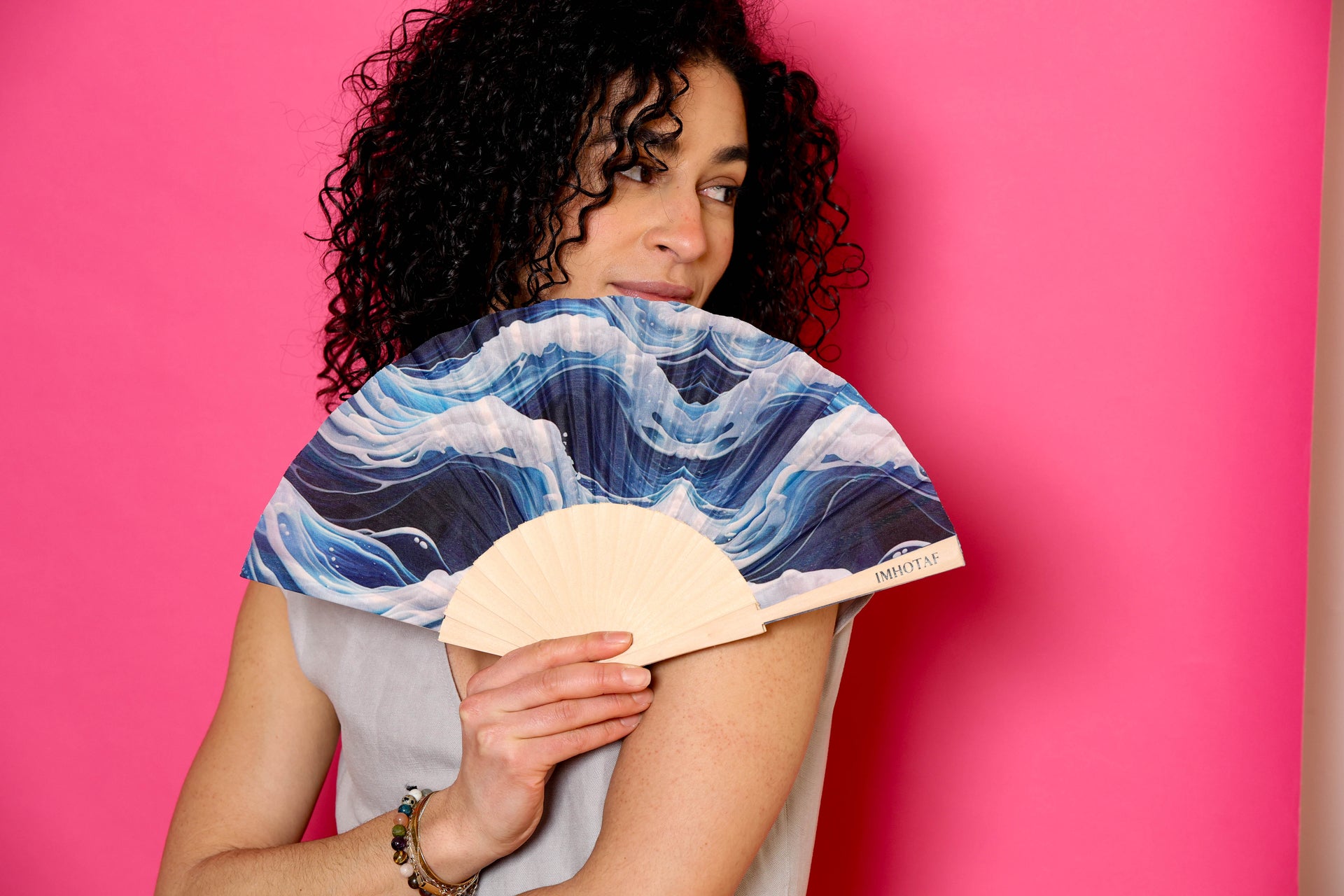 Blue Wave Hand Fan