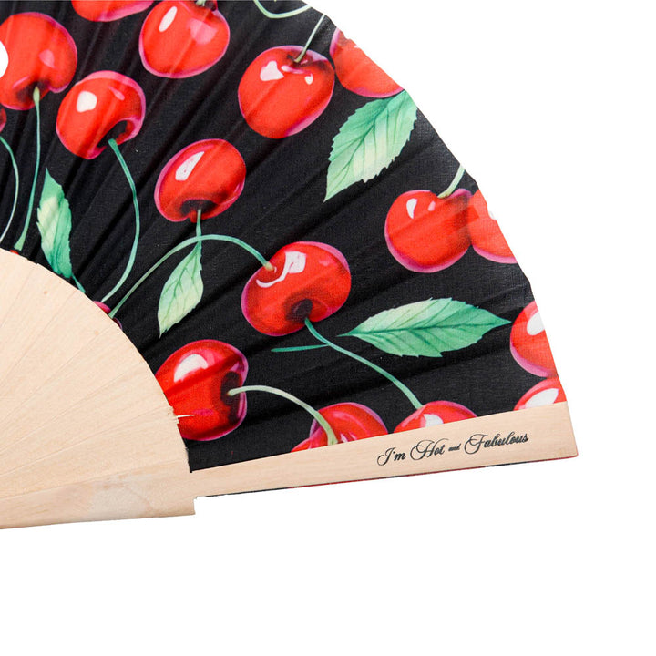 Red Cherries Hand Fan - Side