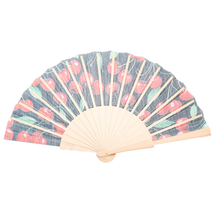 Red Cherries Hand Fan - Backside