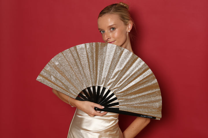 Styling Champagne Mega Sparkle XL Folding Fan