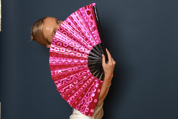 Styling Holographic Pink XL Folding Fan