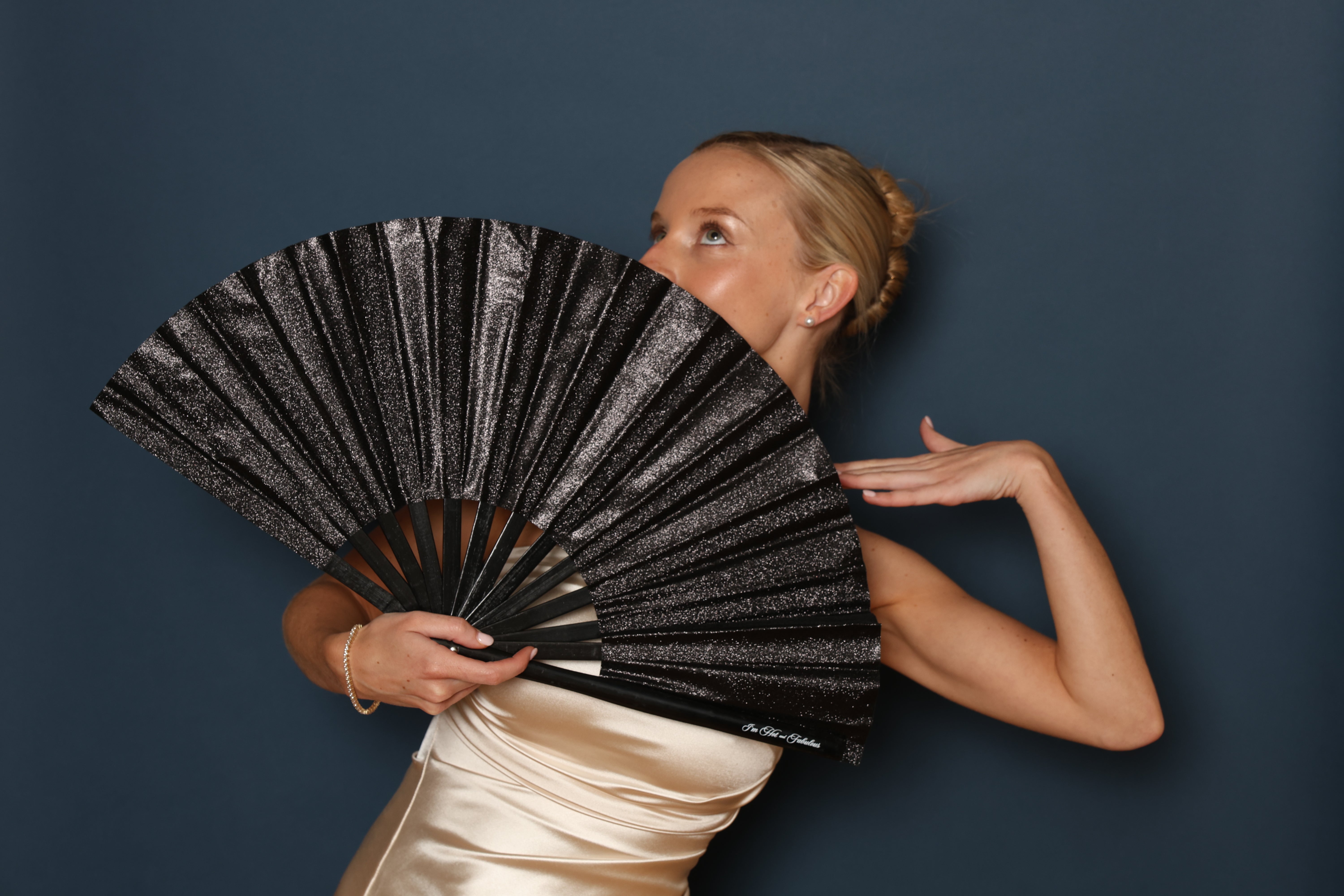 Black Sparkle XL Hand Fan | I'm Hot and Fabulous