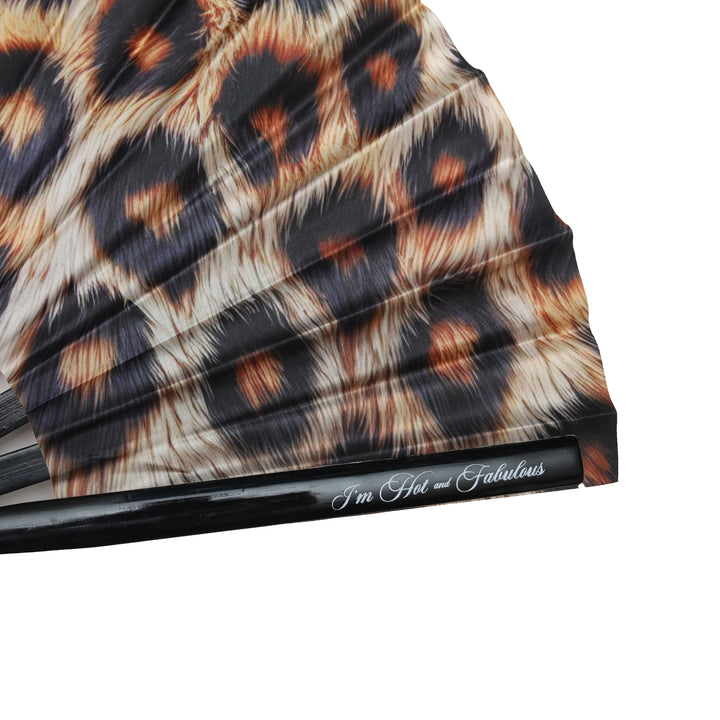 Leopard Print XL Hand Fan - Side