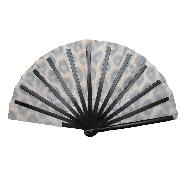 Leopard Print XL Hand Fan - Back