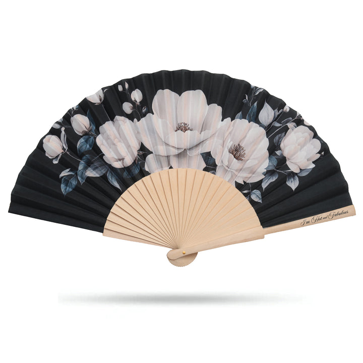 Black Floral Hand Fan