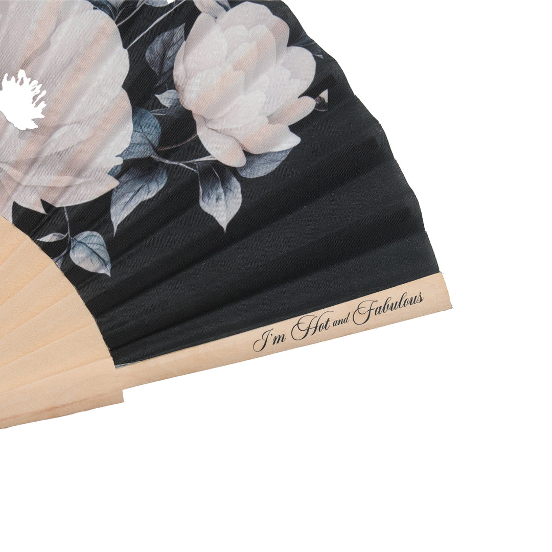 Black Floral Hand Fan