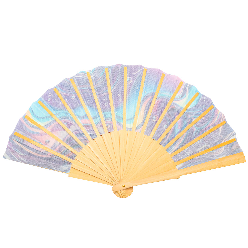 Violet Cascade Hand Fan - Backside