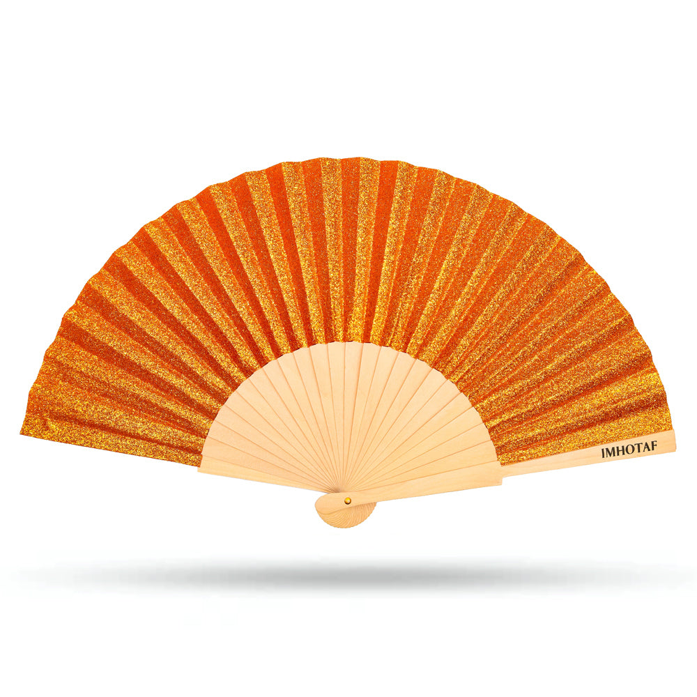Orange Sparkle Hand Fan