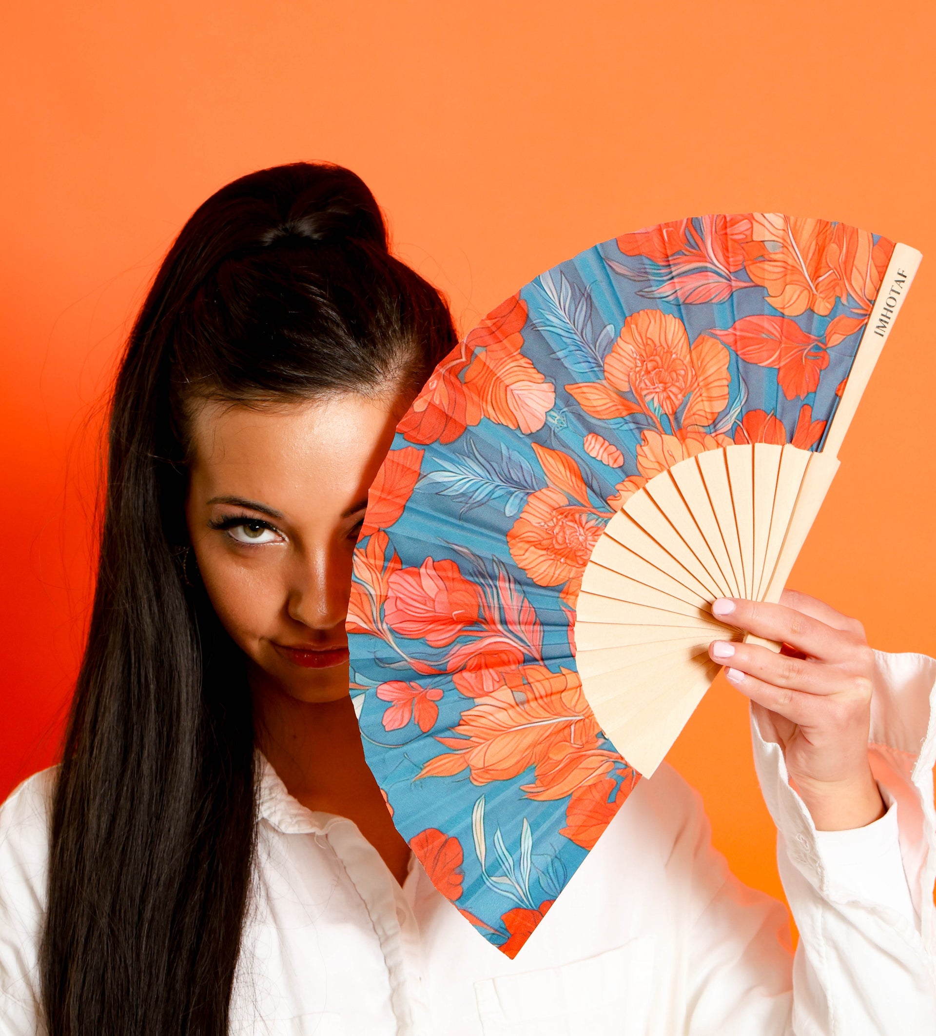 Azure Garden Hand Fan