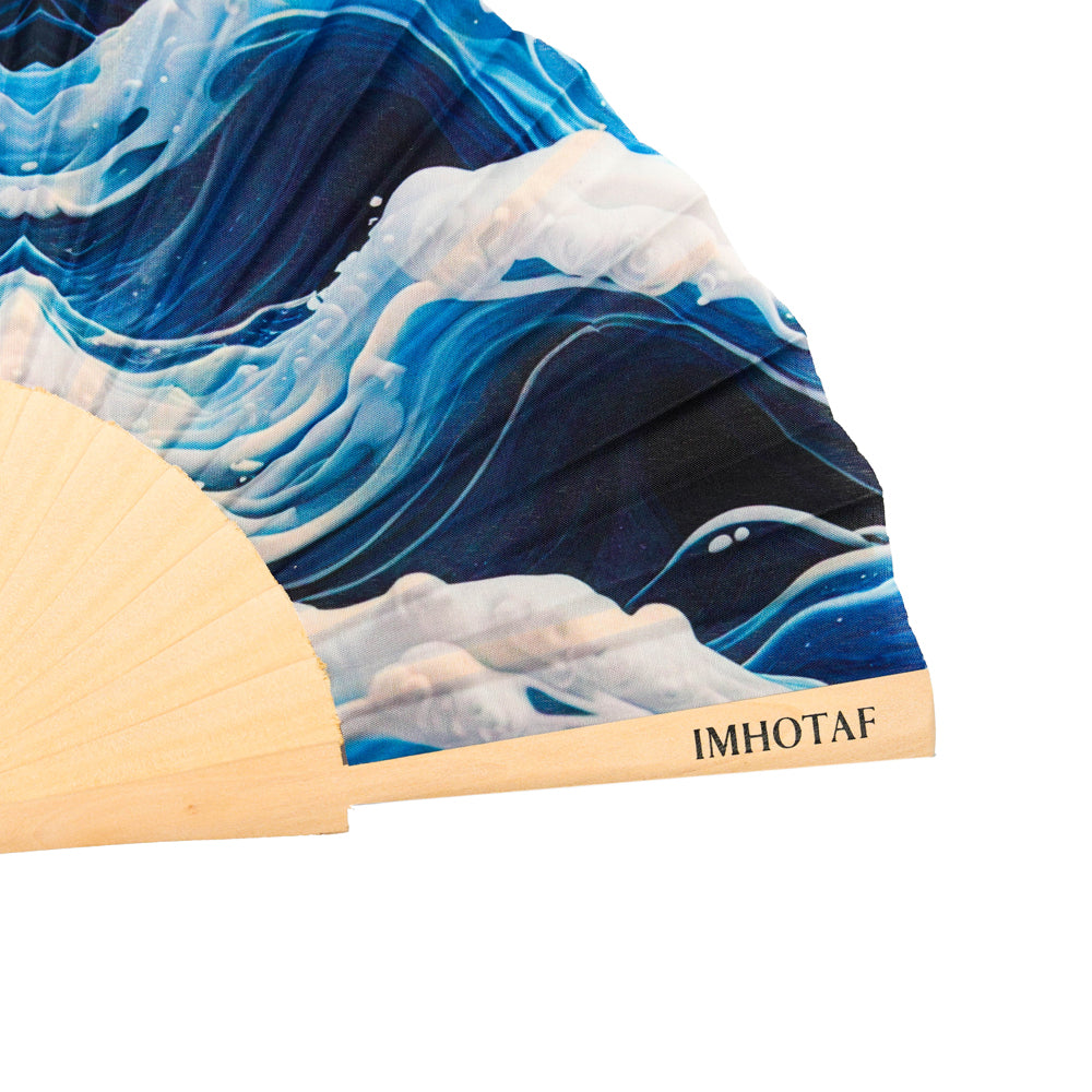 Blue Wave Hand Fan