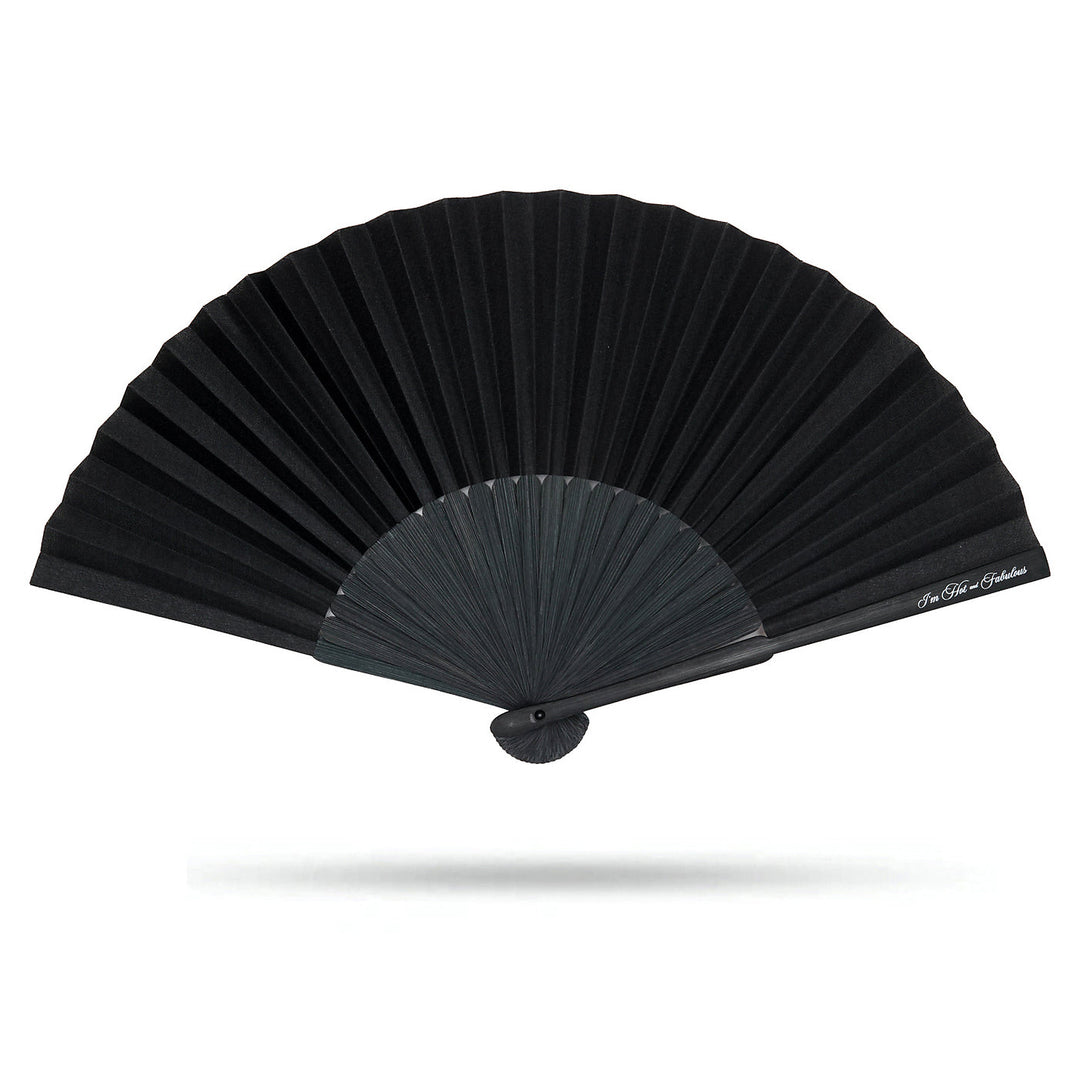 Black hand fan on a white background