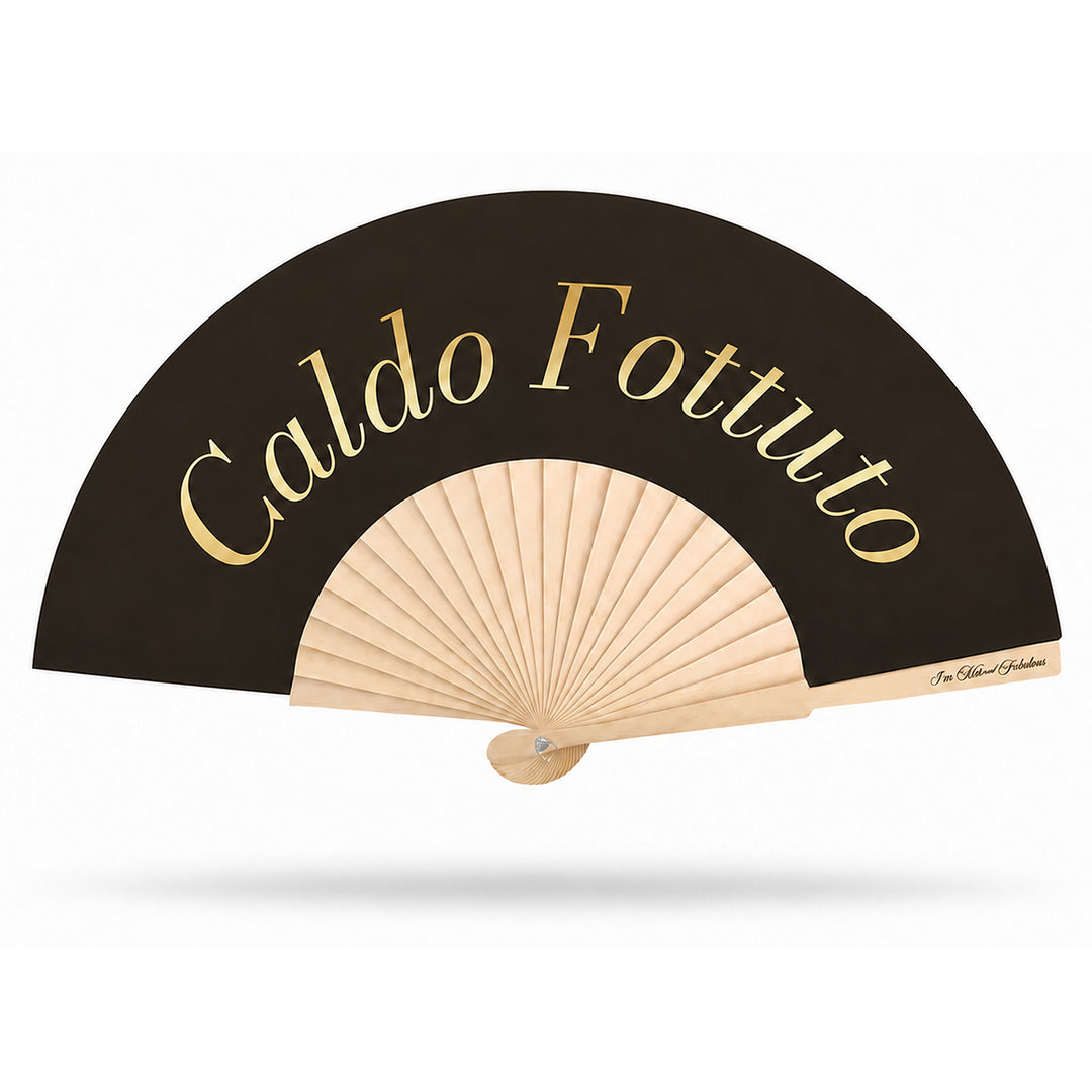 Caldo Fottuto Hand Fan on a white background