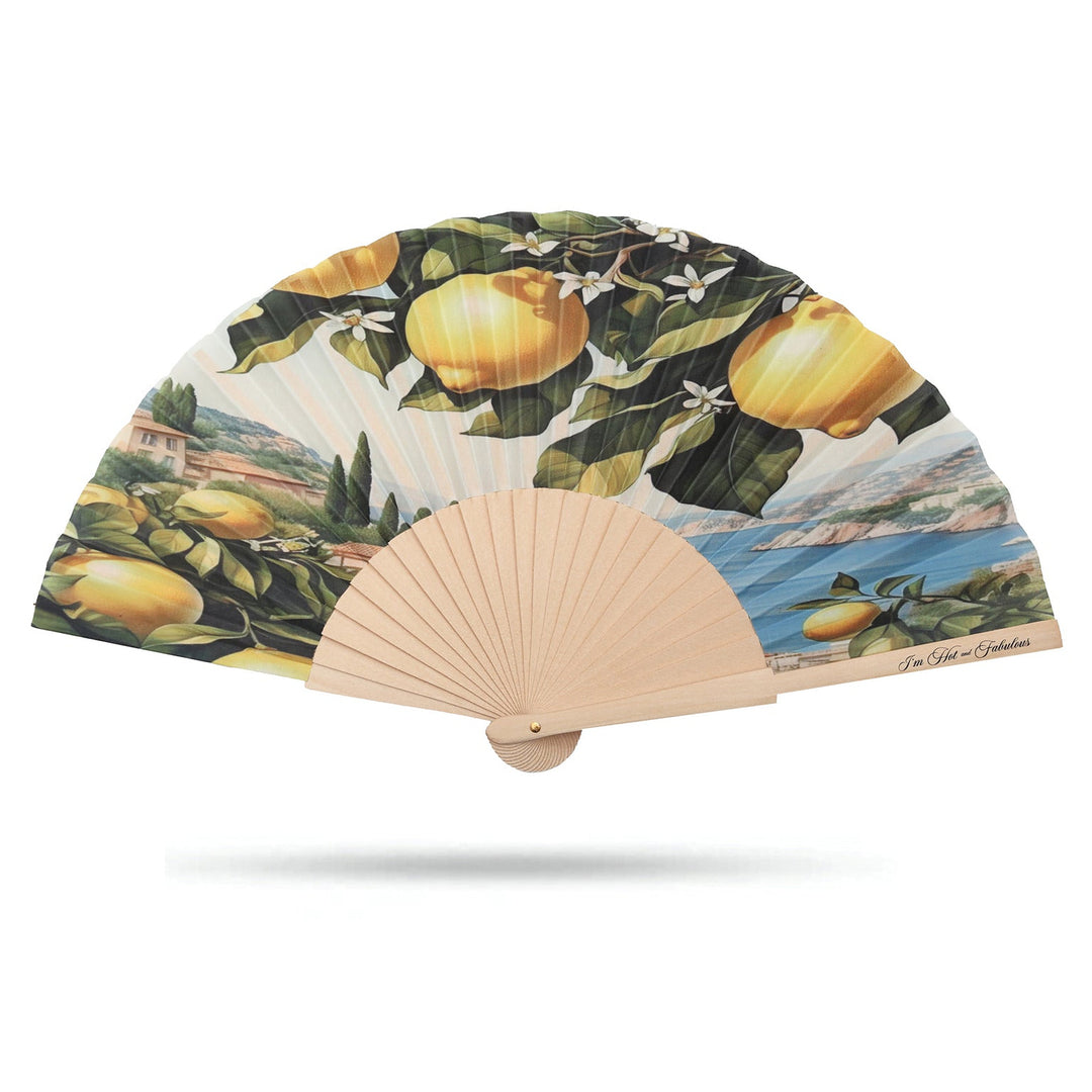Lemon Hand Fan on a white background