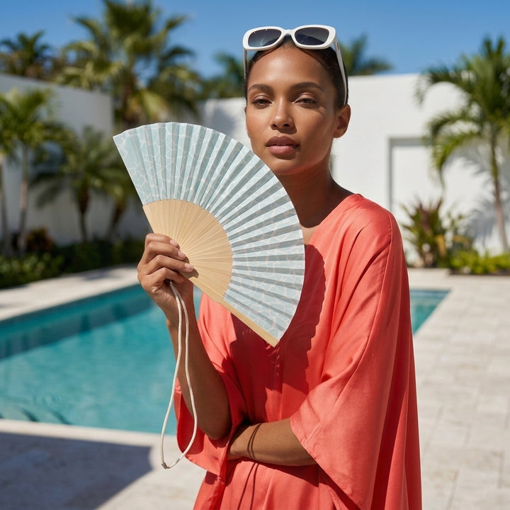 Ocean Blue Hand Fan