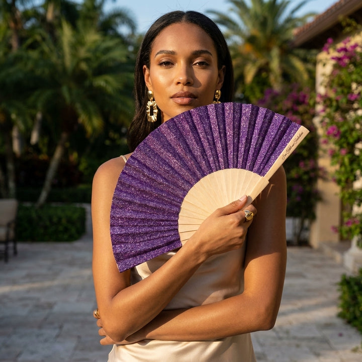 Purple Sparkle Hand Fan