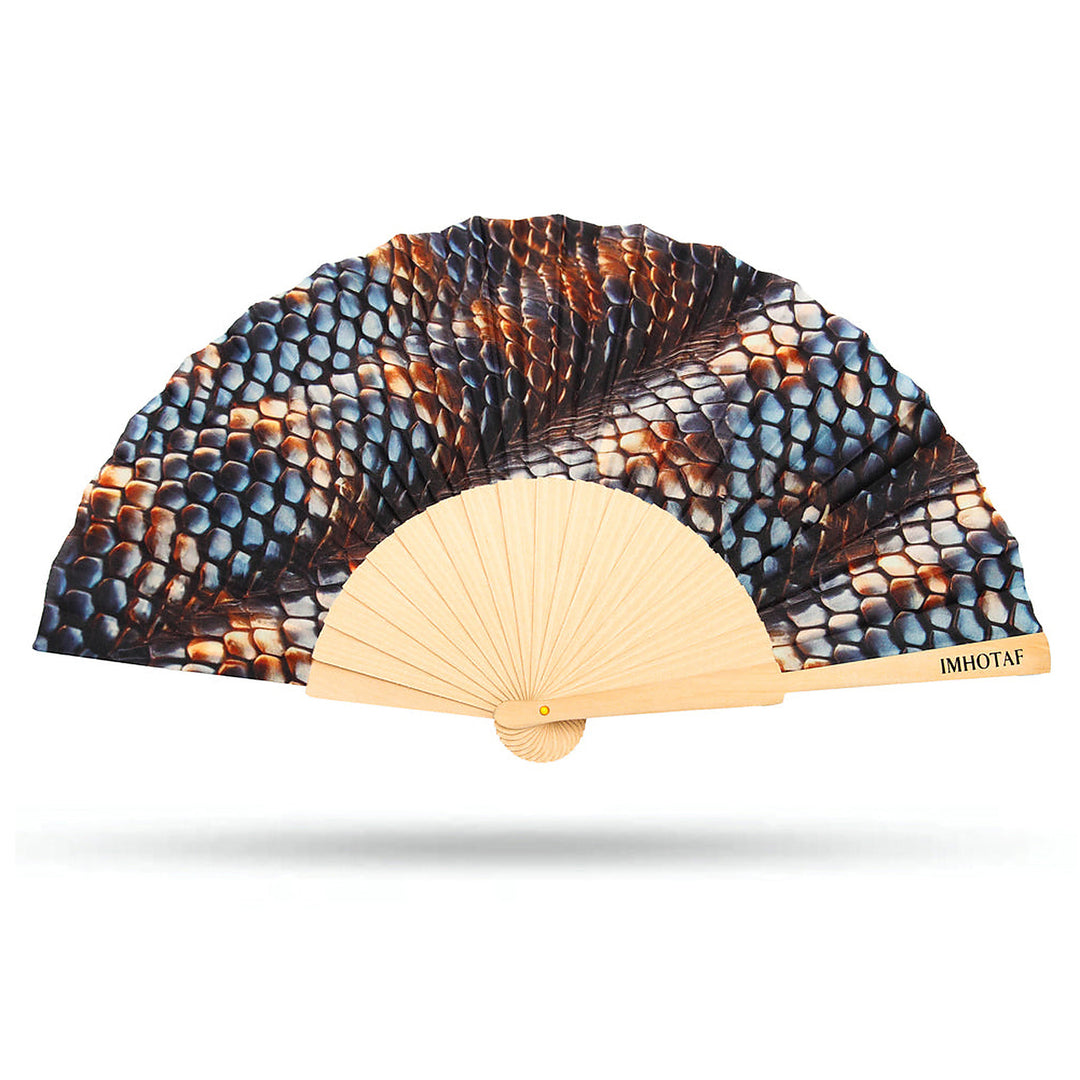 Python Mistica Hand Fan on a white background