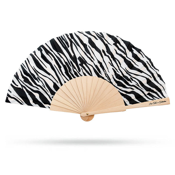 Zebra Stripes Hand Fan on a white background